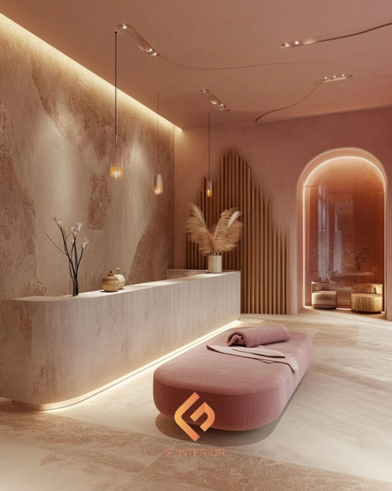 mẫu thiết kế tiệm spa màu hồng