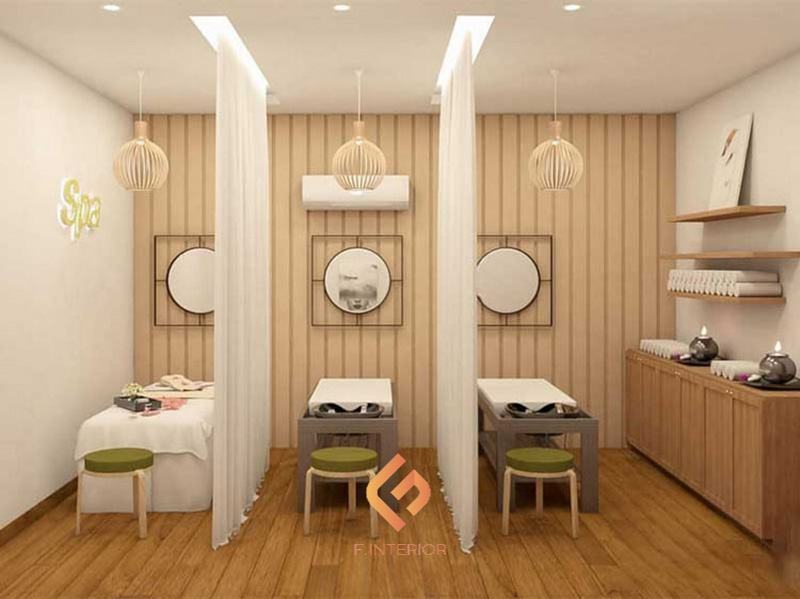 Thiết kế nội thất spa 20m2 phong cách châu Á.