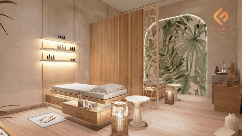 thiết kế spa phun xăm phong cách thiên nhiên