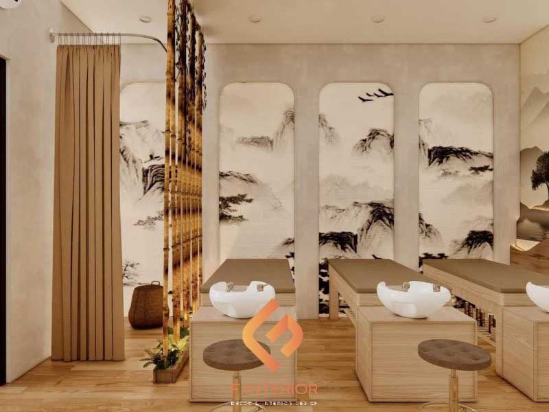 trang trí nội thất spa gội đầu dưỡng sinh mini