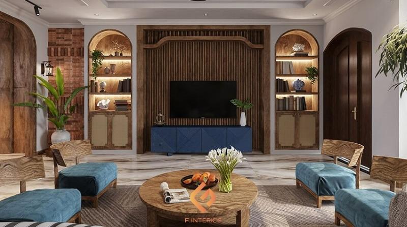 thiết kế nội thất biệt thự indochine
