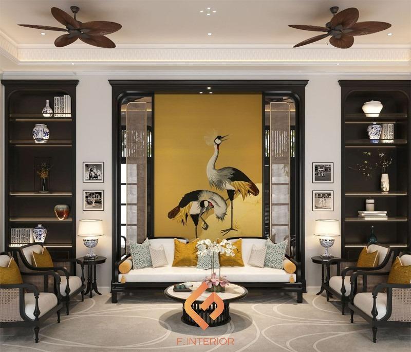 thiết kế nội thất biệt thự indochine