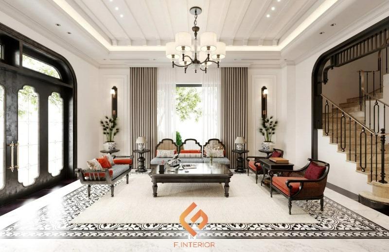 thiết kế nội thất biệt thự indochine