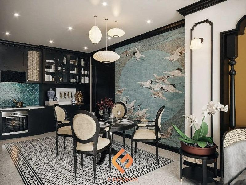 thiết kế nội thất biệt thự indochine