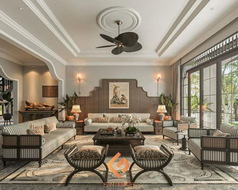 thiết kế nội thất biệt thự indochine