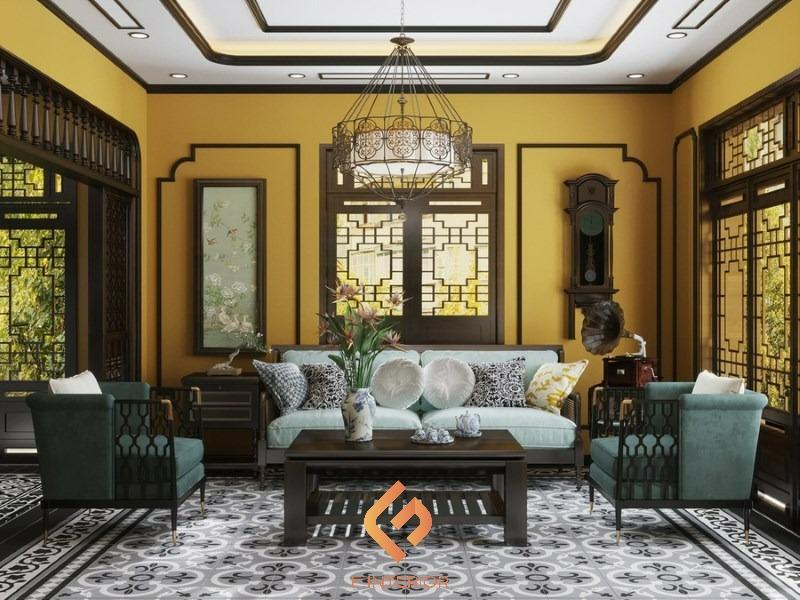 thiết kế nội thất biệt thự indochine