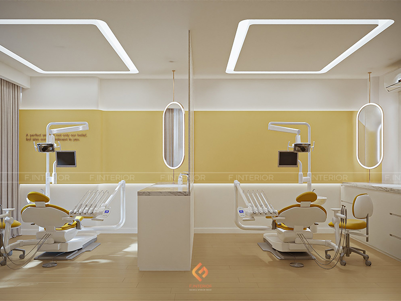Khu vực trị liệu Kha Dentist màu vàng khuyến khích năng lượng tích cực