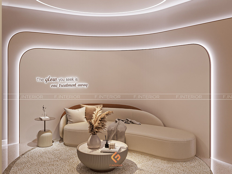 F.Interior sử dụng đèn LED, biểu tượng và màu sơn để định hướng nhanh, giảm cảm giác lạc lõng cho không gian chờ phòng khám