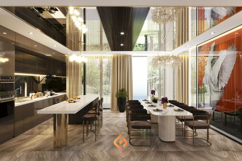 thiết kế nội thất phòng bếp biệt thự