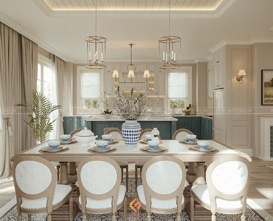 thiết kế nội thất phòng bếp biệt thự