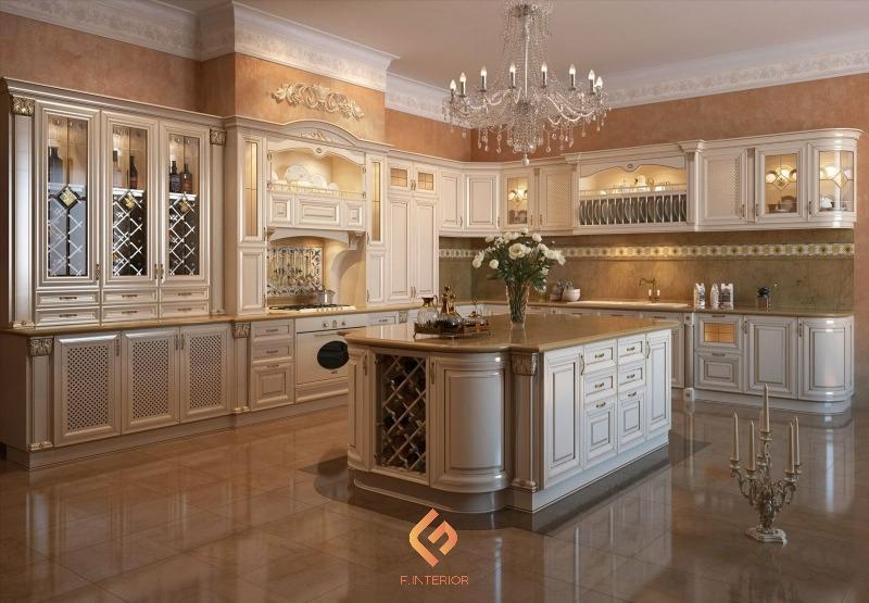 thiết kế nội thất phòng bếp biệt thự