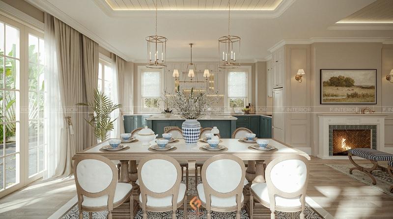 thiết kế nội thất phòng bếp biệt thự