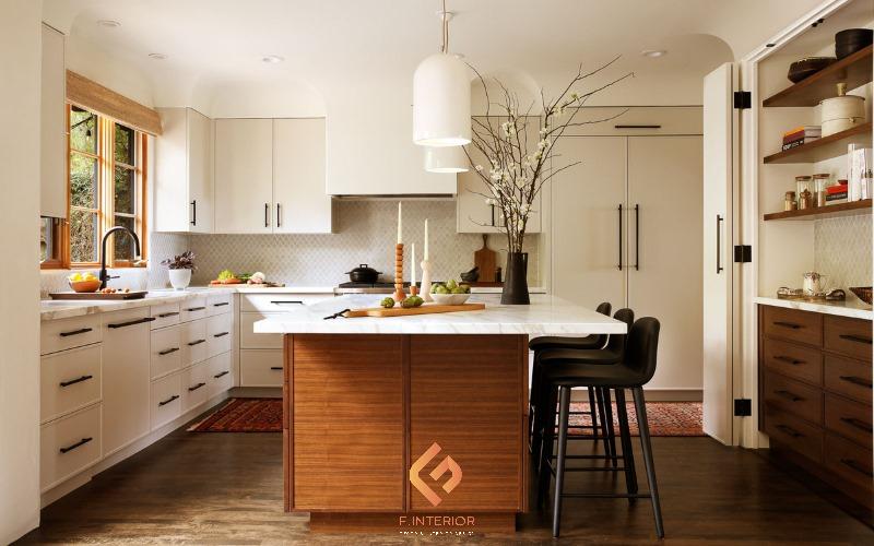 thiết kế nội thất biệt thự gỗ óc chó