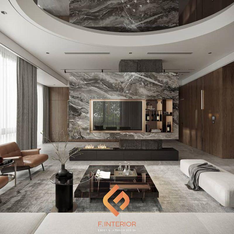 thiết kế nội thất biệt thự gỗ óc chó