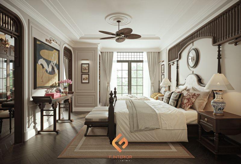 thiết kế nội thất biệt thự gỗ óc chó