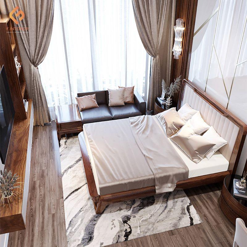 thiết kế nội thất biệt thự gỗ óc chó