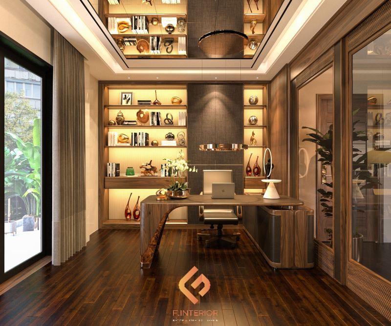 thiết kế nội thất biệt thự gỗ óc chó