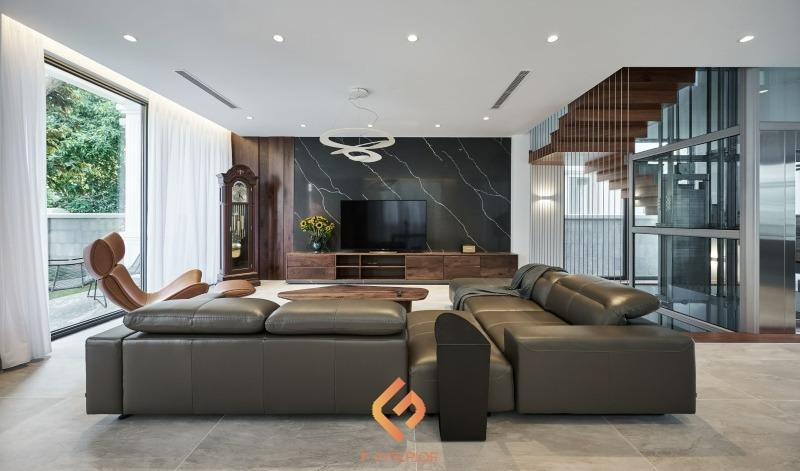 thiết kế nội thất biệt thự gỗ óc chó