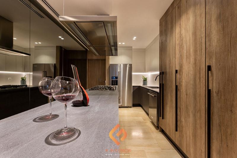 thiết kế nội thất biệt thự gỗ óc chó