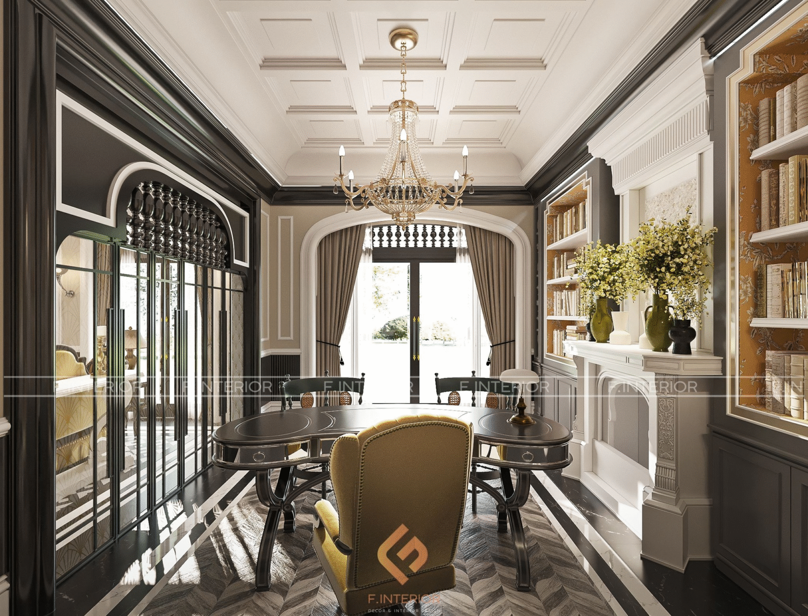 thiết kế nội thất biệt thự indochine