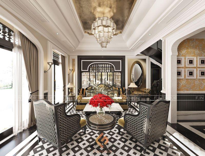 thiết kế nội thất biệt thự indochine