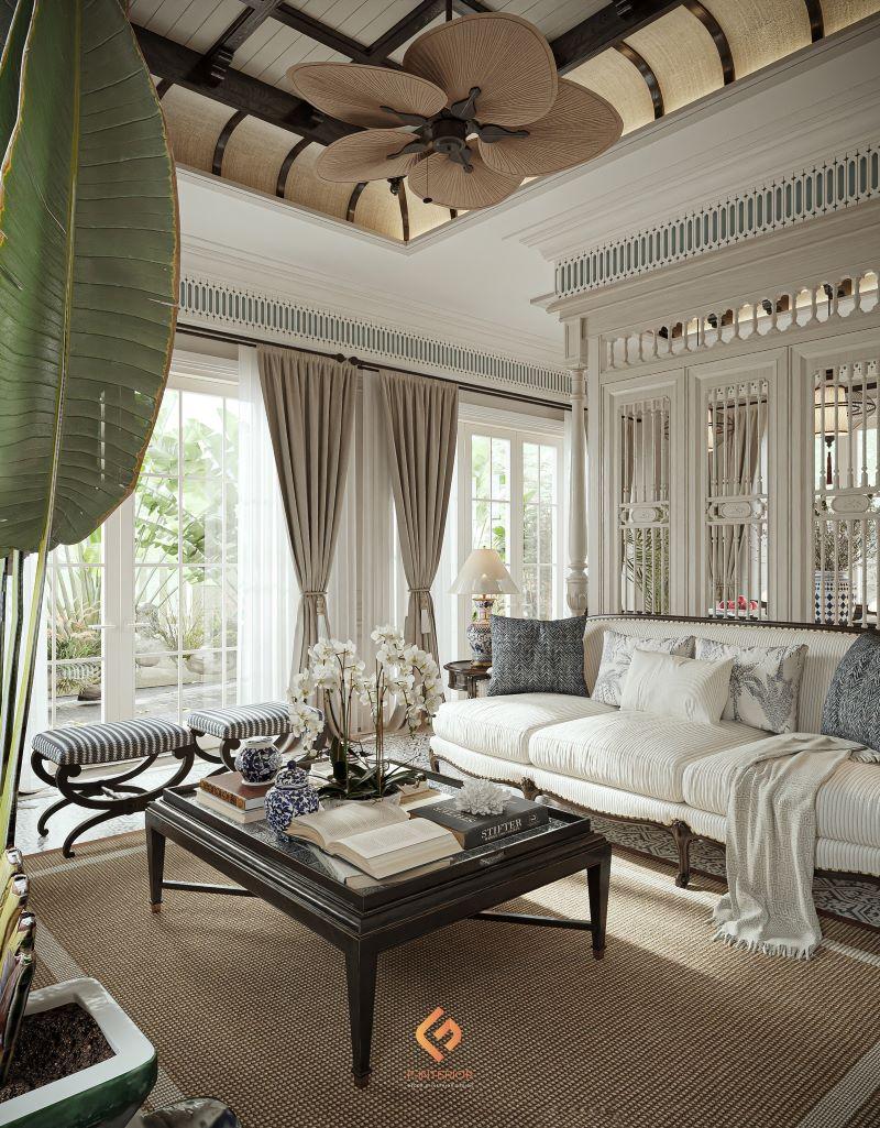 thiết kế nội thất biệt thự indochine