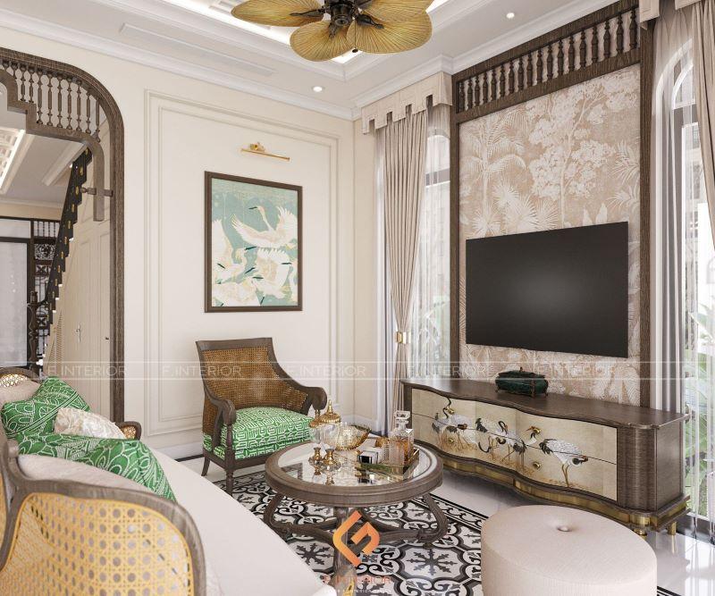 thiết kế nội thất biệt thự indochine