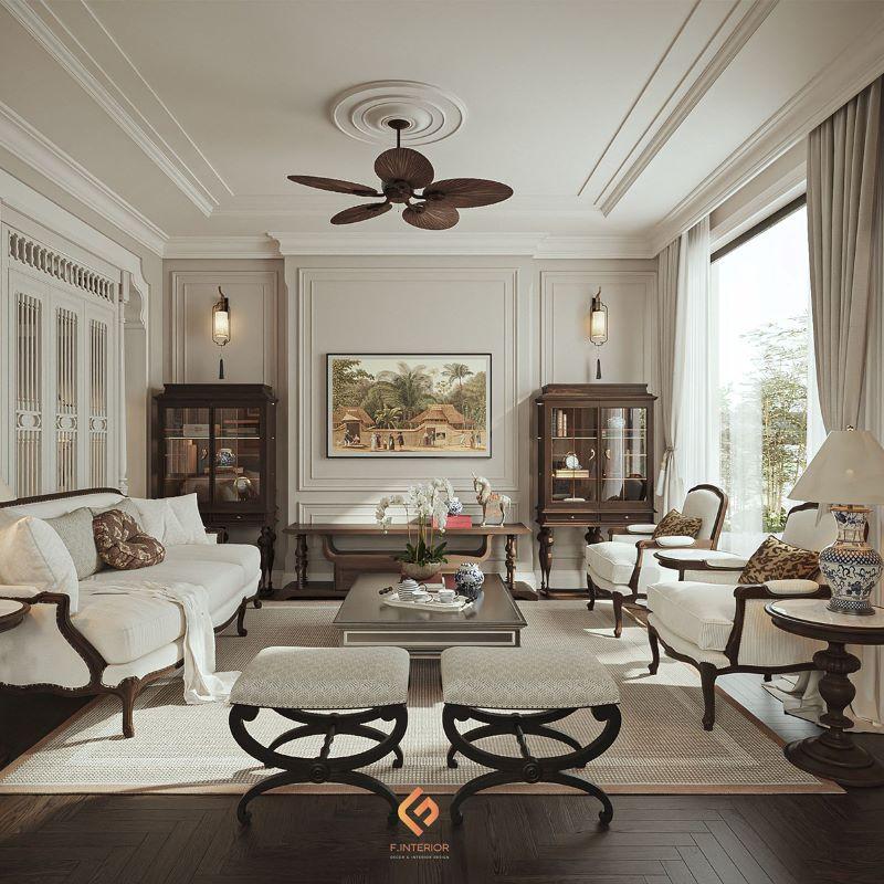 thiết kế nội thất biệt thự indochine