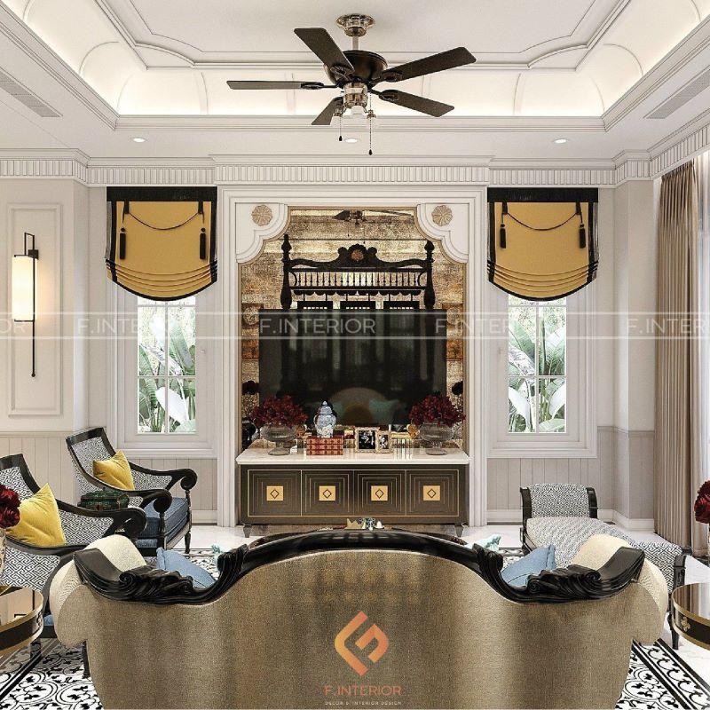 thiết kế nội thất biệt thự indochine