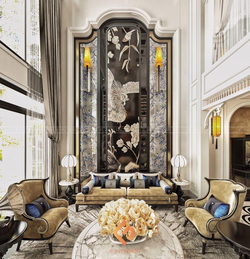 thiết kế nội thất biệt thự indochine