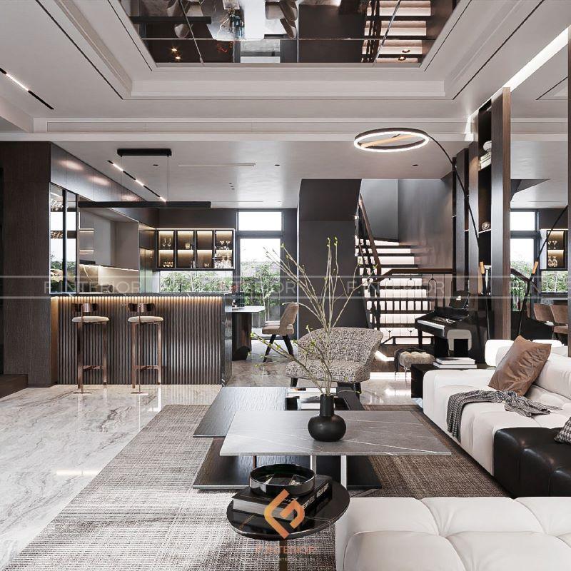 thiết kế phòng khách nhà ống