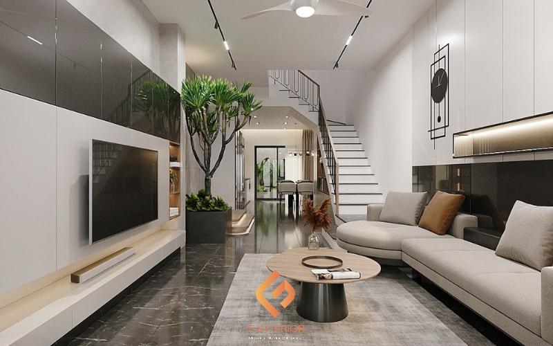 thiết kế phòng khách nhà ống