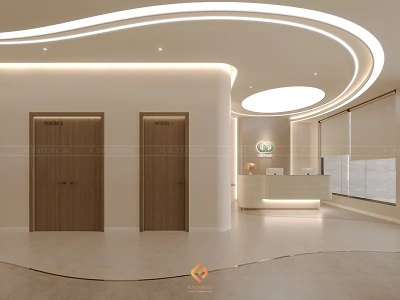 Quầy lễ tân được F.Interior tính toán vị trí để tăng cường tầm quan sát Quầy lễ tân được F.Interior tính toán vị trí để tăng cường tầm quan sát