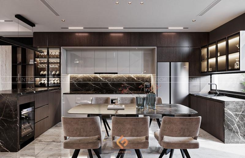 thiết kế nội thất phòng bếp nhà ống