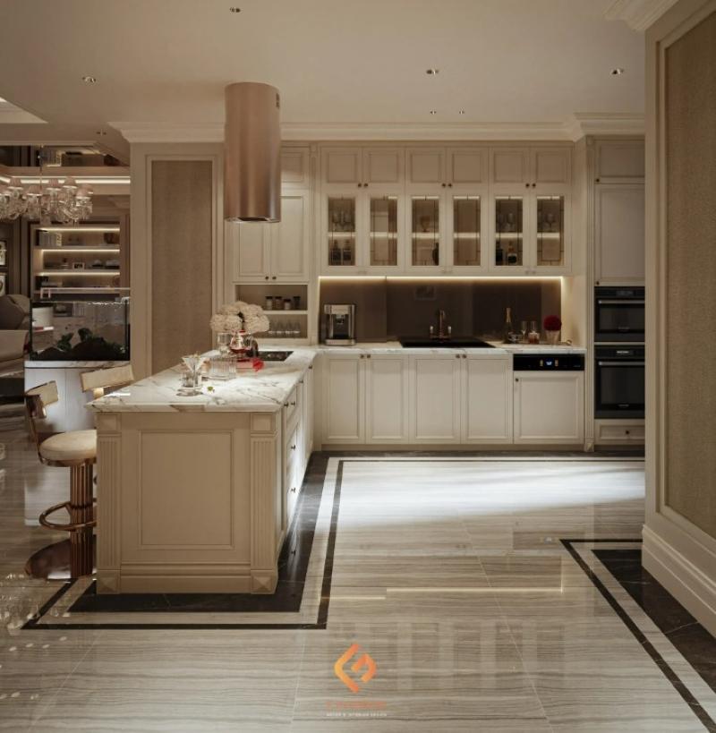 thiết kế nội thất phòng bếp nhà ống