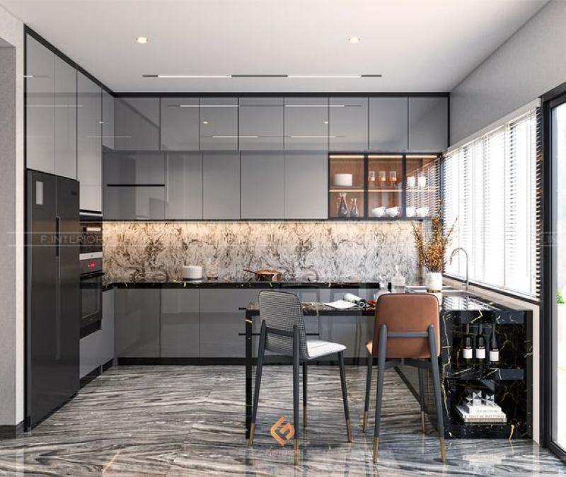 thiết kế nội thất phòng bếp nhà ống