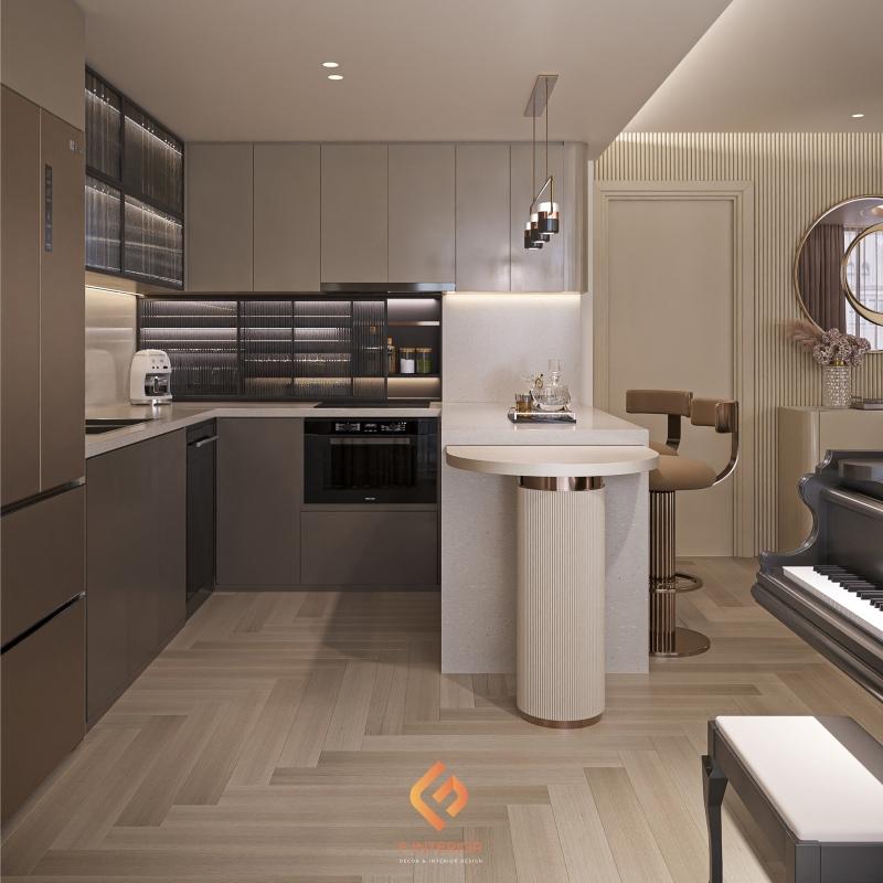 thiết kế nội thất phòng bếp nhà ống