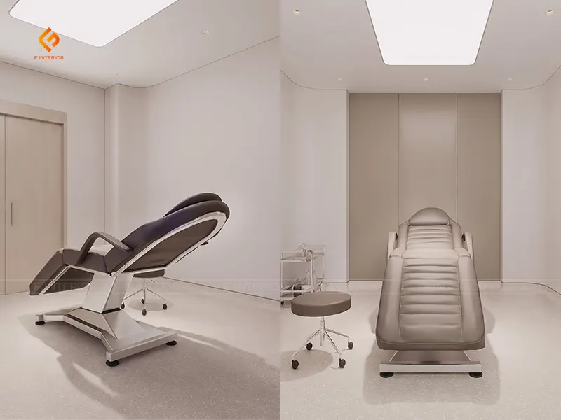Phòng laser trong phòng khám thẩm mỹ và da liễu cần đảm bảo đèn báo hiệu, cửa chắn tia và bề mặt nội thất không phản chiếu