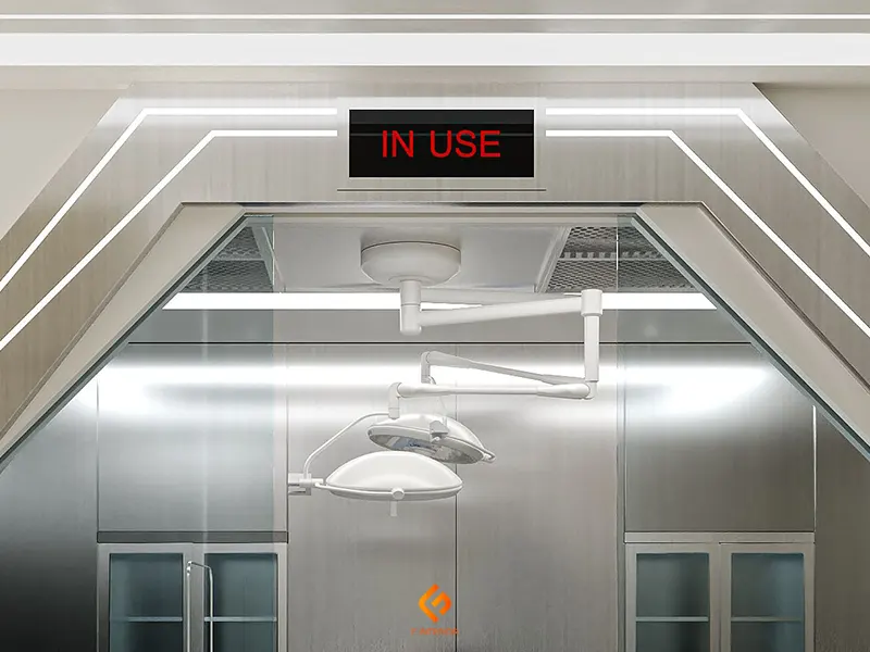 Có đèn/biển báo hiệu thiết bị đang hoạt động bên ngoài phòng laser Có đèn/biển báo hiệu thiết bị đang hoạt động bên ngoài phòng laser